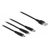 Delock USB -Ladekabel 3 in 1 für Lightning, Micro USB