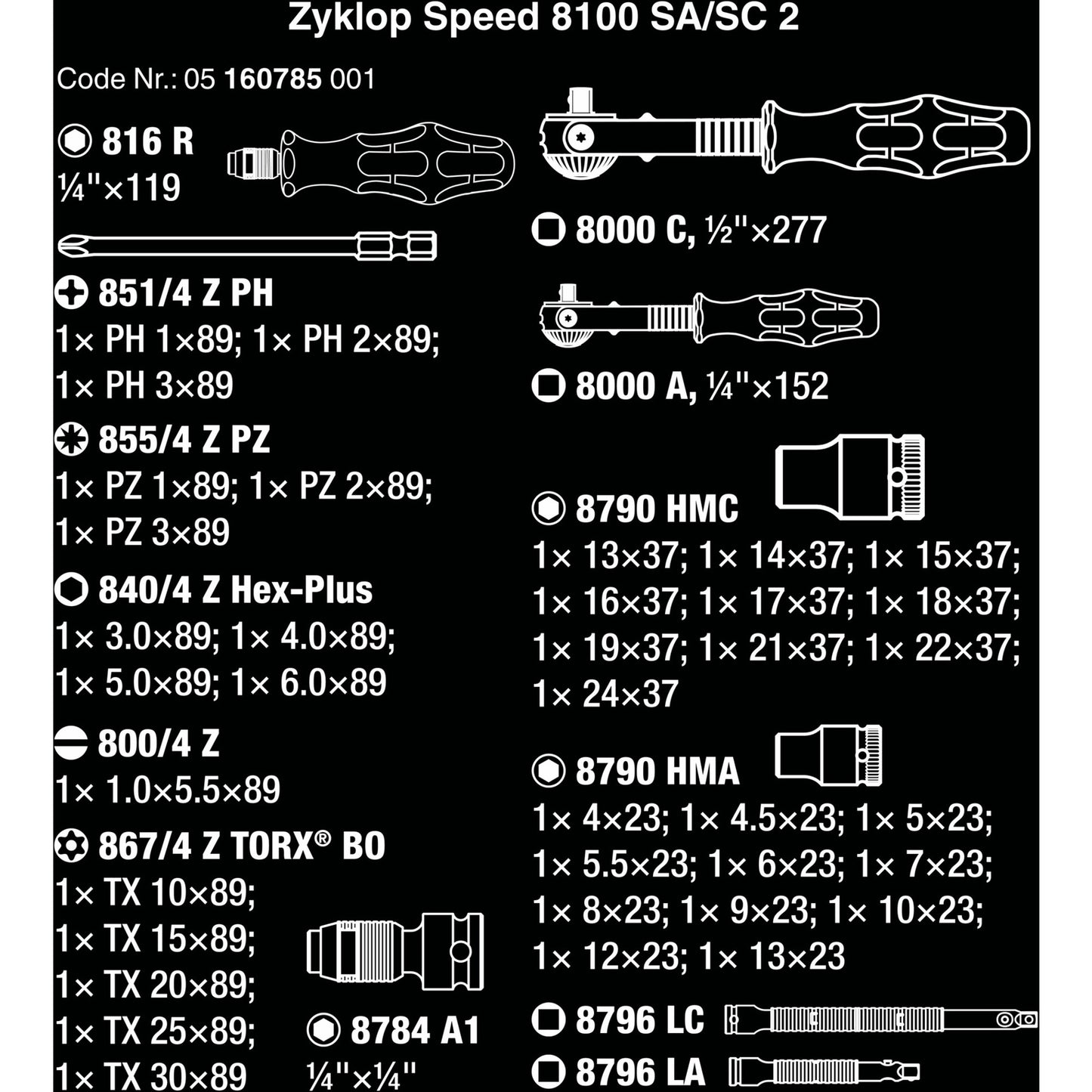 WAA 8100 SA SC 2 Zyklop Cap Set