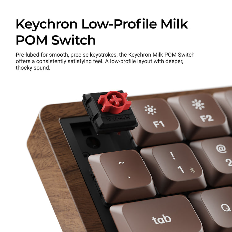 Keychron K3 Max-H3W Vollholz-Sonderedition mechanische RGB-Tastatur (Holzfarbe, US-Layout (QWERTZ), Milchpommelbraun, 75 %, RGB-LEDs, Double-Shot-PBT, Hot-Swap, 2,4 GHz | Bluetooth 5.1 | USB-C)