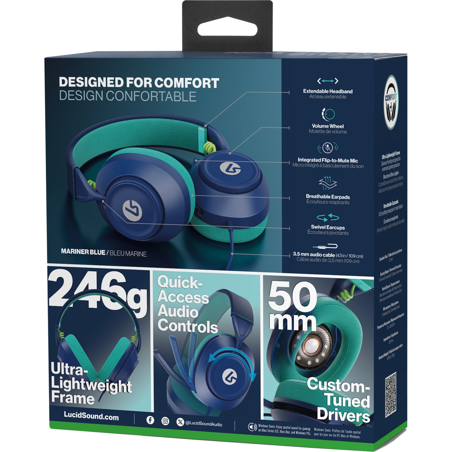 Powera Lucidsound LS10X Gen 2 Kabelgebundenes Gaming-Headset – Mariner Blue Over-Ear-Gaming-Headset (Dunkelblau Hellblau, Xbox Series X|S, Xbox One, PC)