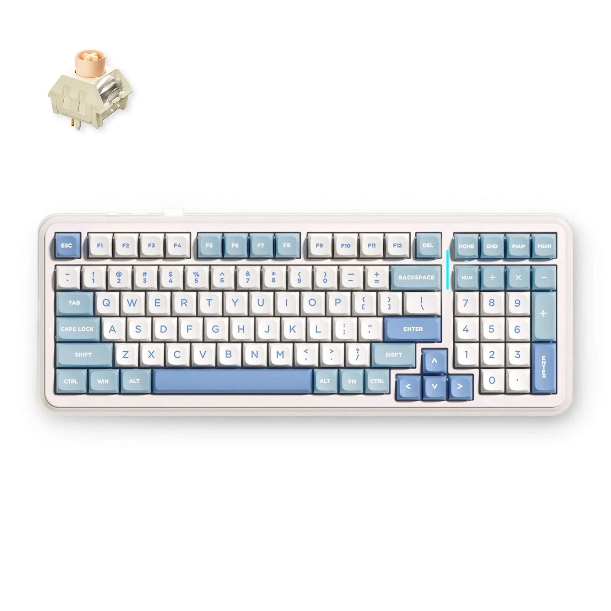 Mhose K99 V2 kabellose mechanische blaue Gaming-Tastatur (US-Layout)