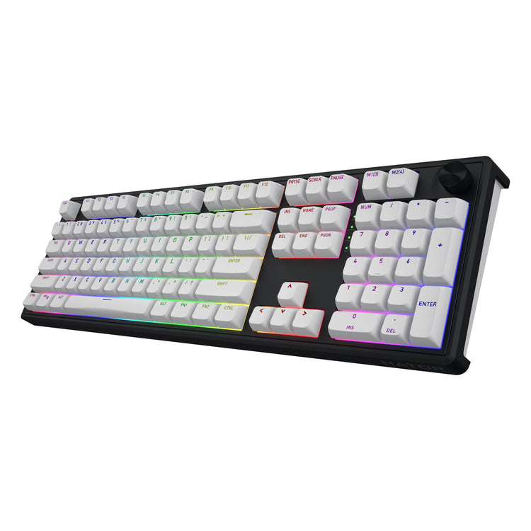 Hator Skyfall Wireless, Gaming-Tastatur (schwarz, US-Layout, Hator Aurum Lemon, RGB, Double Shot ABS, Hot-Swap, 2,4 GHz Bluetooth USB-C)