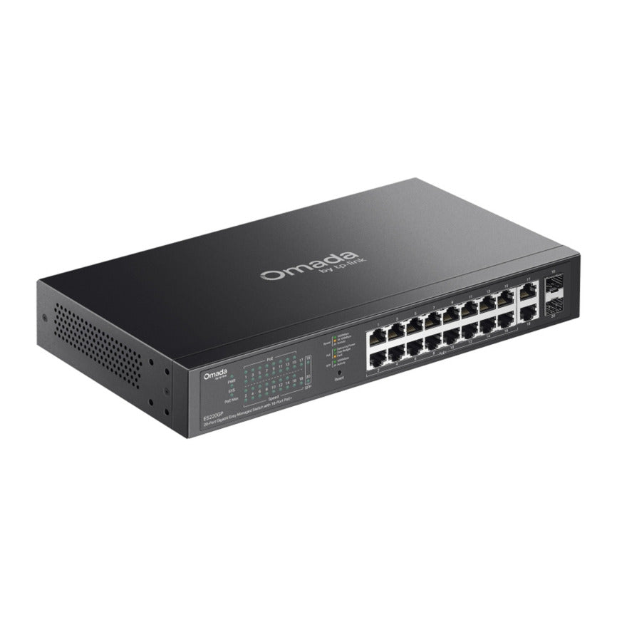 Tp-Link Omada ES220GP 20-Port-Gigabit-Easy-Managed-Switch (schwarz, 16x PoE+, 2x Gigabit SFP)