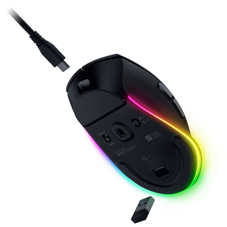 Razer Pro Click v2 Gaming-Maus (schwarz, bis zu 30.000 dpi, USB-C Bluetooth 2,4 GHz)