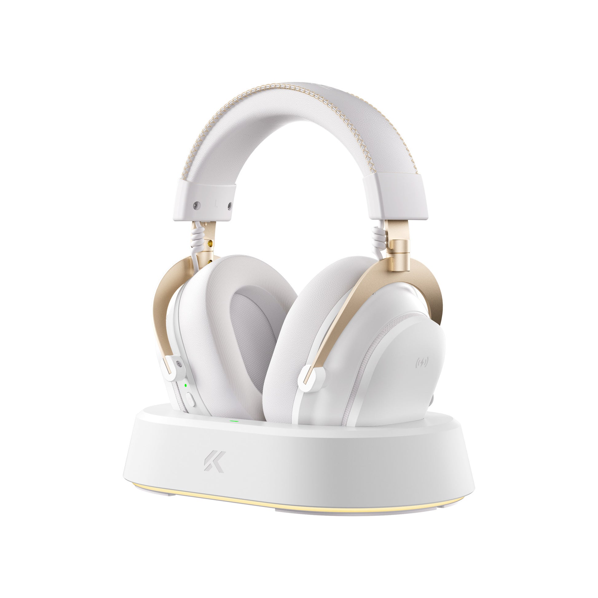 Mchose V9 Turbo+ magnetisches kabelloses Over-Ear-Gaming-Headset (Hochglanz-Weißgold, Nintendo Switch, Playstation 4, Playstation 5, Mobil, PC, 2,4 G Bluetooth USB)