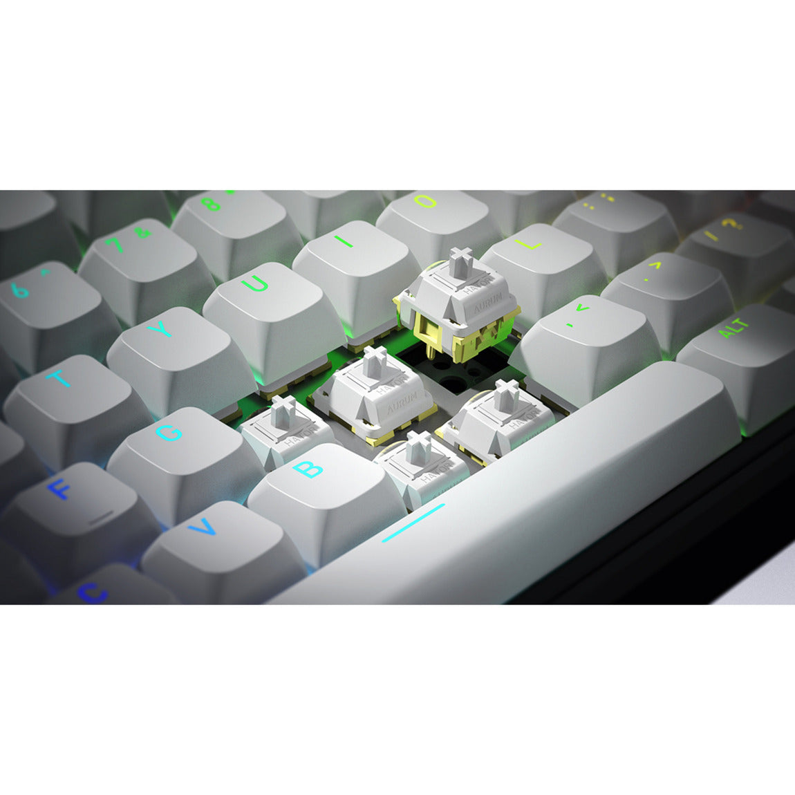 Hator Rockfall 3 TKL Wireless, Gaming-Tastatur (weiß, US-Layout, Hator Aurum Orange, RGB, PBT-Tastenkappen, Hotswap, 2,4 GHz Bluetooth USB-C)