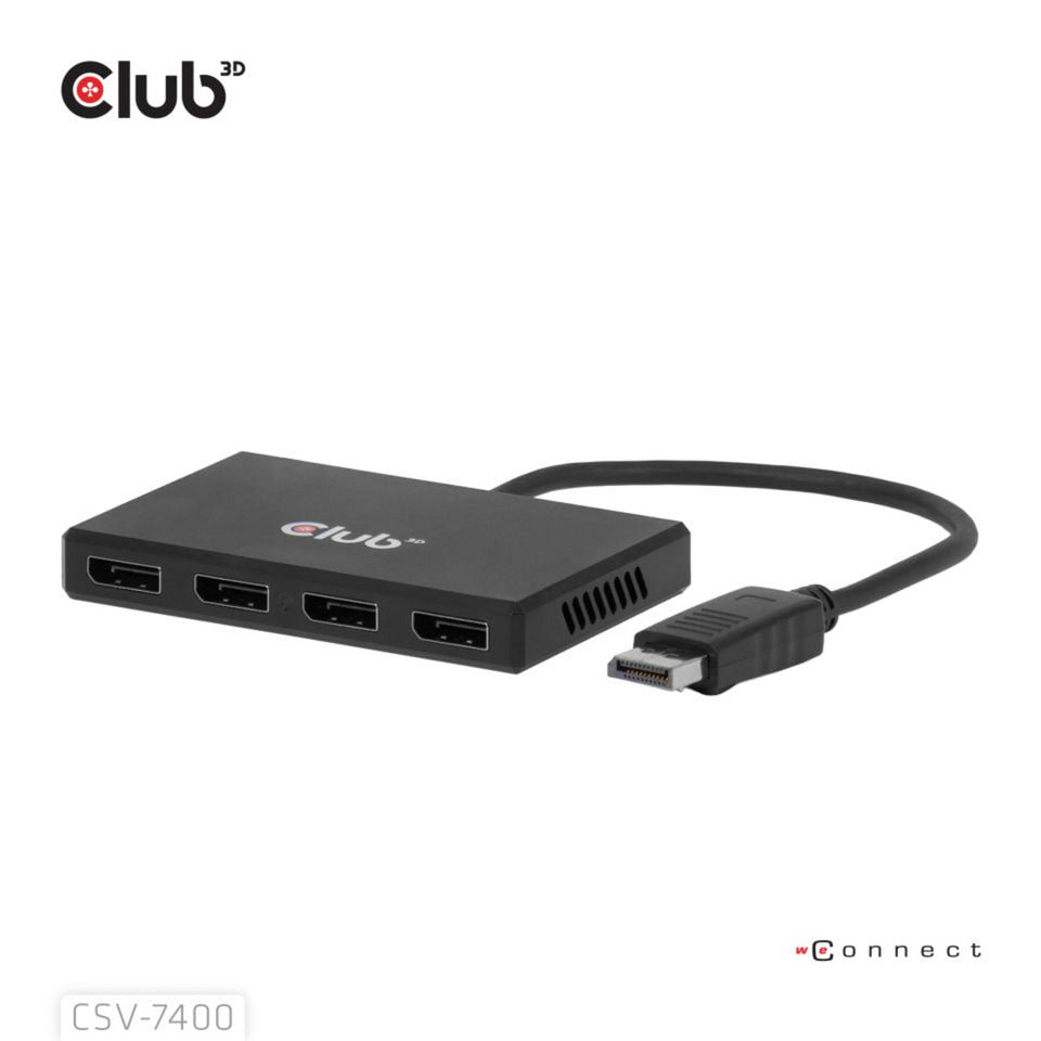 Club 3D DisplayPort Quad Monitor Hub MST 4x 4K30Hz DisplayPort Splitter (Schwarz)