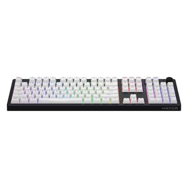 Hator Skyfall Wireless, Gaming-Tastatur (schwarz, US-Layout, Hator Aurum Lemon, RGB, Double Shot ABS, Hot-Swap, 2,4 GHz Bluetooth USB-C)