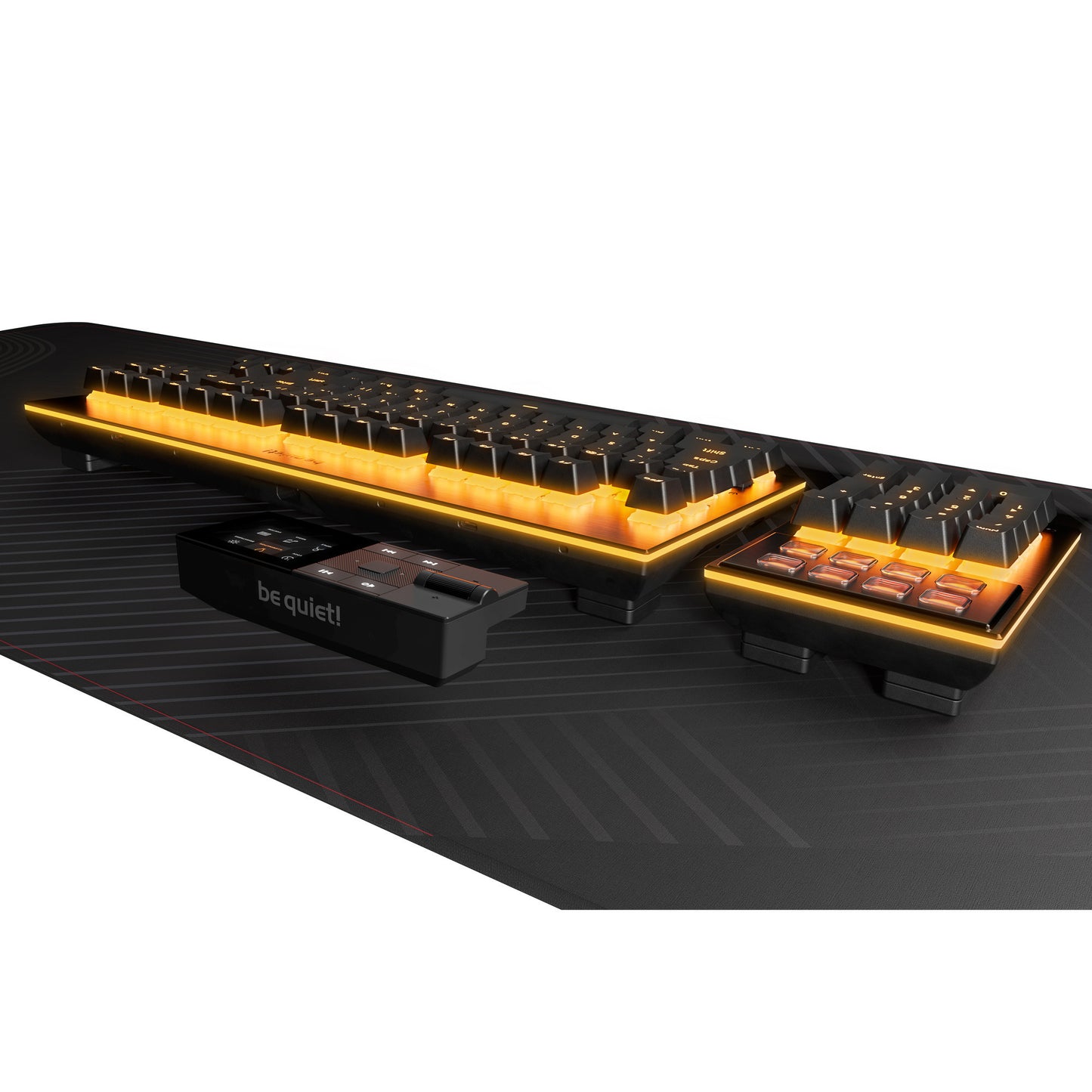 Ruhig sein! Dark Mount Silent Tactile RGB mechanische Gaming-Tastatur (schwarz, US-Layout (QWERTY), Silent Tactile, 100 %, Argb, PBT Double-Shot-Tastenkappen, Media Dock)