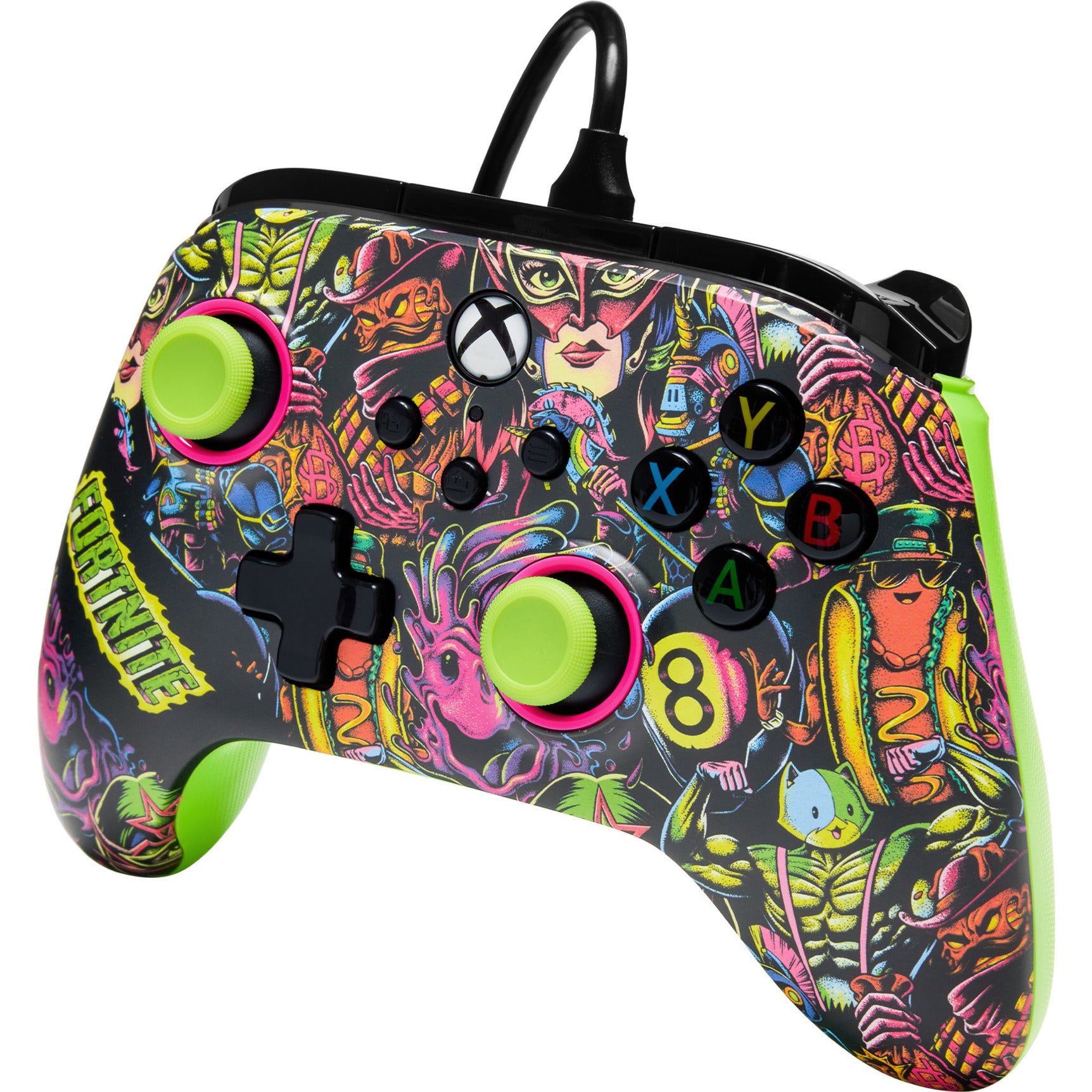 Powera Advantage Controller mit Kabel für die Xbox Series x|s – Fortnite: Glow (neongrün, Xbox Series x|s, Xbox One, PC)
