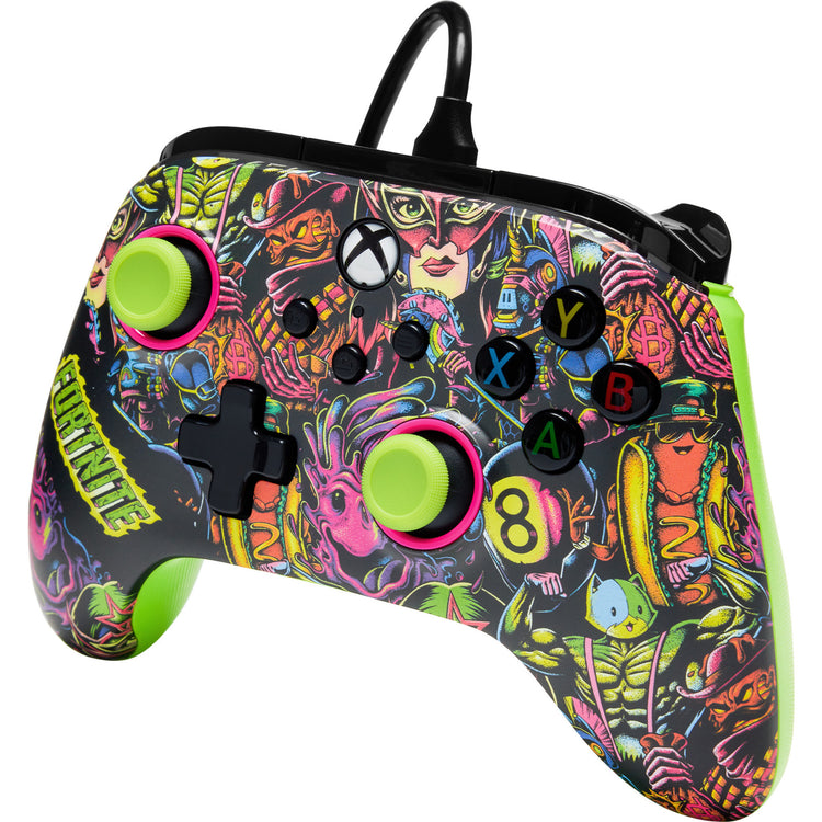 Powera Advantage Controller mit Kabel für die Xbox Series x|s – Fortnite: Glow (neongrün, Xbox Series x|s, Xbox One, PC)