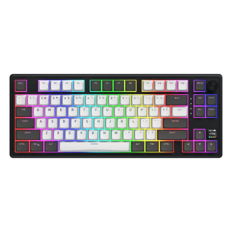 Hator Skyfall Pro Wireless, Gaming-Tastatur (schwarz, US-Layout, Hator Aurum Vanilla Silent, 80 % (TKL), RGB, Double-Shot PBT, Hot-Swap, 2,4 GHz Bluetooth USB-C)