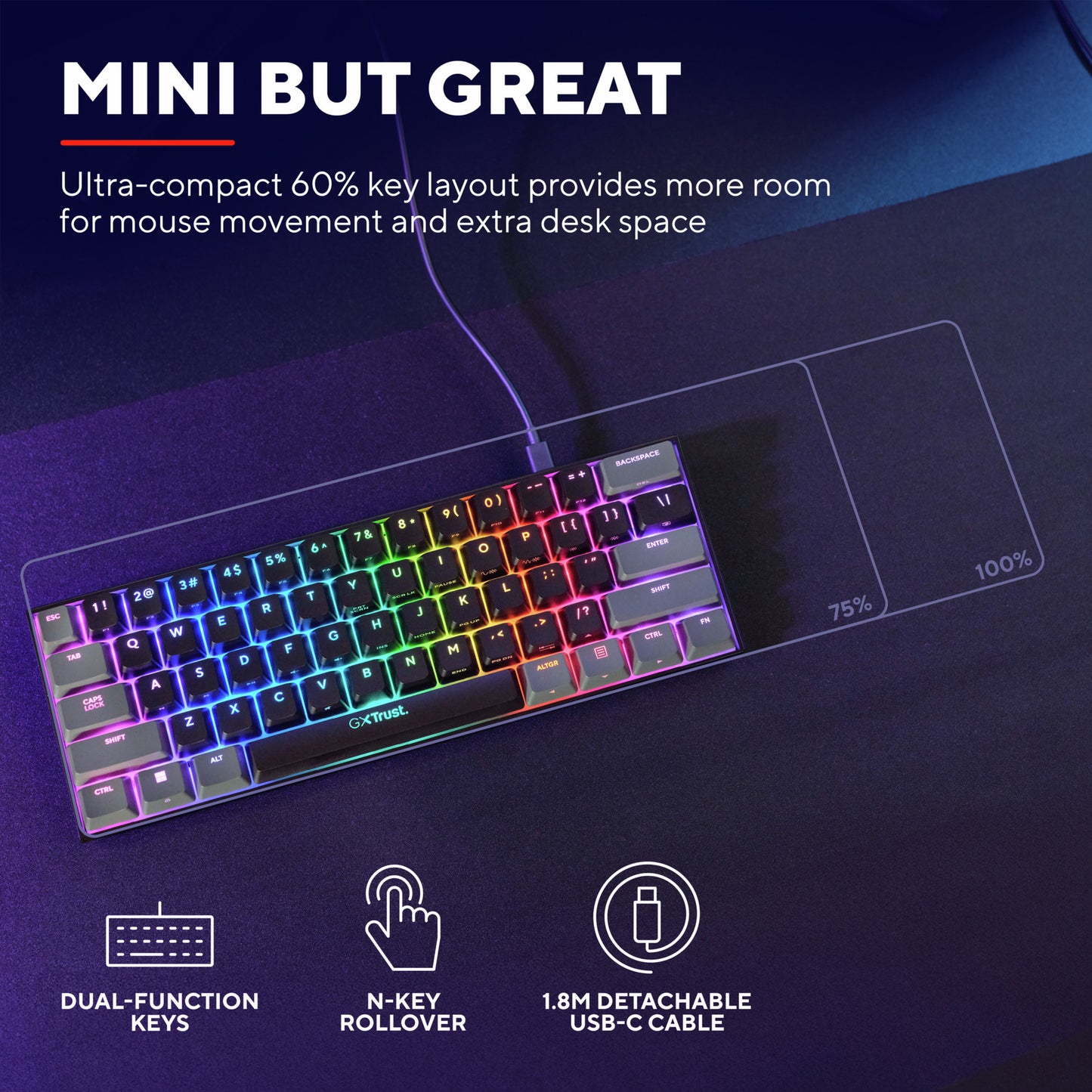 Vertrauen Sie GXT 867 ACIRA 60% Mini Mechanical Gaming-Koestsenbo