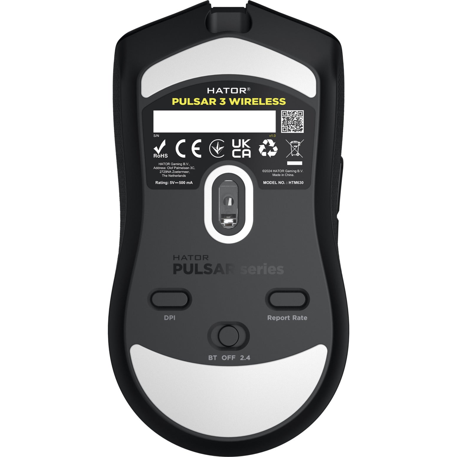 Hator Pulsar 3 kabellose Gaming-Maus (schwarz, 400–11.000 dpi, RGB, 2,4 GHz Bluetooth 5.1 USB)