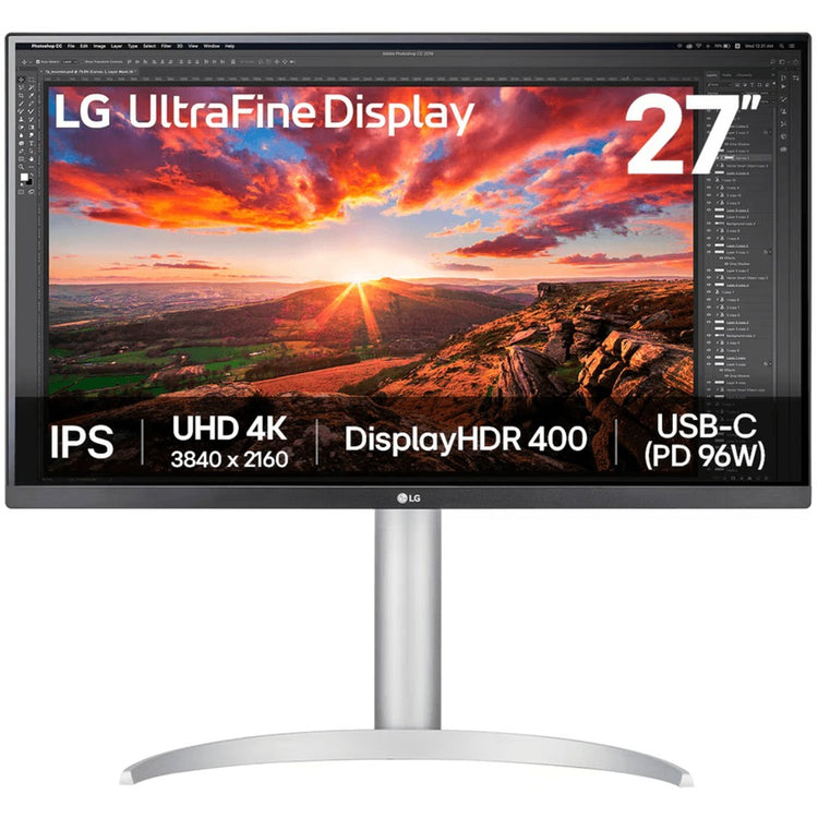 LG Ultrafine 27UP850K-W 27 4K UHD Monitor (Silber Schwarz, 2x HDMI, Display Port, 2x USB-A, USB-C)