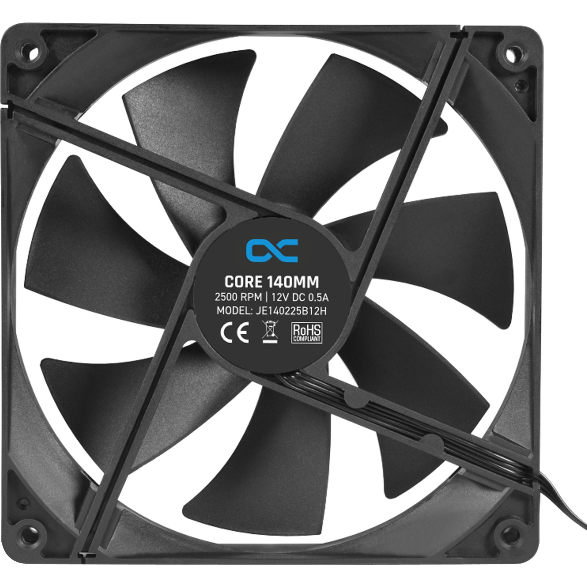 Alphacool Core 140 mm Lüfter, PWM, 2500 U/min, Gehäuselüfter (schwarz, 140 x 140 x 25 mm)