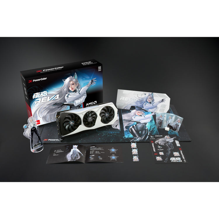 Powercolor Radeon RX 9070 XT Hellhound Reva16GB Limited Edition Grafikkarte (weiß schwarz, RDNA4, GDDR6, 3x Display Port, 1x HDMI)