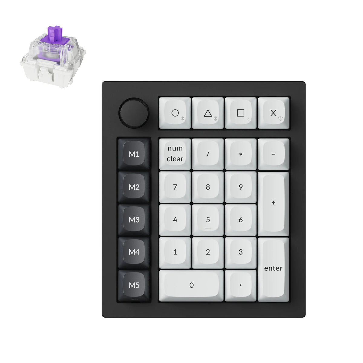 Keychron Q0 HE QMK Wireless Custom Number Pad RGB mechanischer Numpad (schwarz, US-Layout (QWERTY), Gateron Double-Rail Magnetic Nebula, Hot-Swap, RGB, Double-Shot PBT-Tastenkappen)