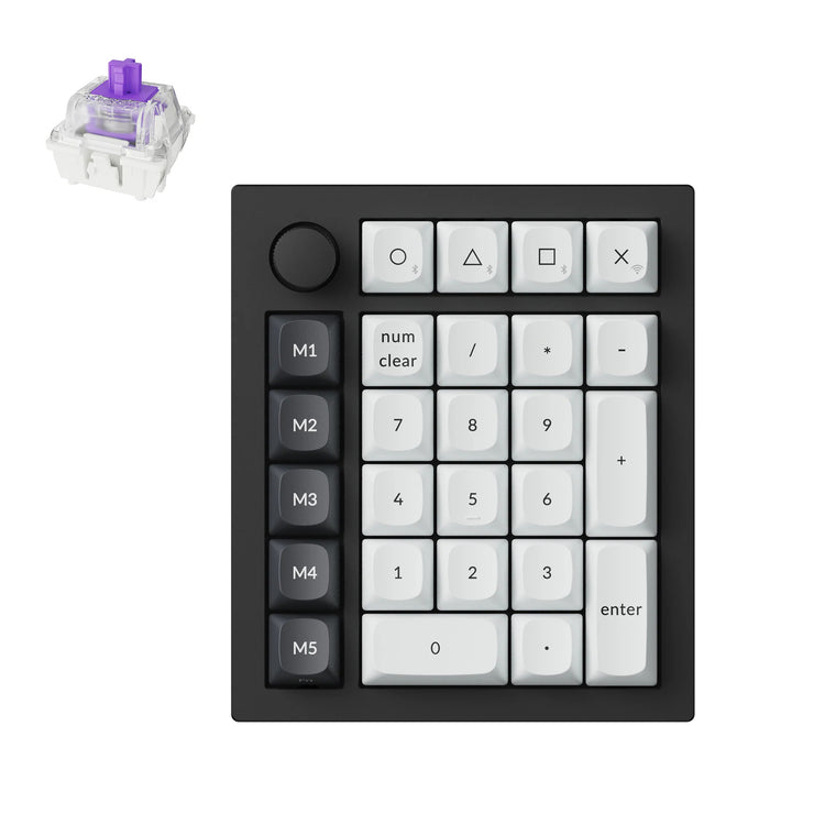 Keychron Q0 HE QMK Wireless Custom Number Pad RGB mechanischer Numpad (schwarz, US-Layout (QWERTY), Gateron Double-Rail Magnetic Nebula, Hot-Swap, RGB, Double-Shot PBT-Tastenkappen)