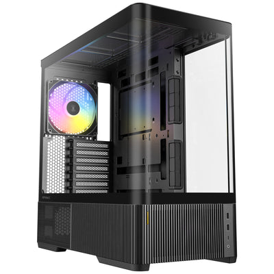 Antec C6 Curve Argb Midi-Tower-Gehäuse (schwarz | 2x USB-A | 1x USB-C | gehärtetes Glas)