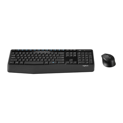 Logitech MK345 Comfort kabelloses Tastatur- und Maus-Kombi-Desktop-Set (schwarz, US-internationales Layout (QWERTZ), 100 %)