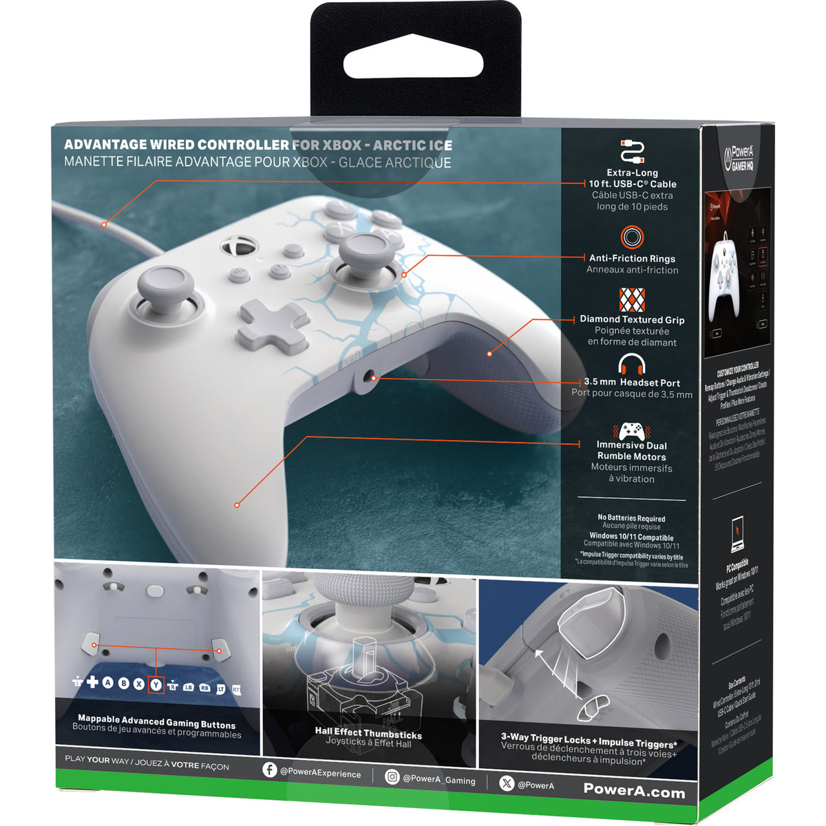 Powera Advantage Controller mit Kabel für die Xbox Series x|s – Polar Ice (weiß blau, Xbox Series x|s, Xbox One, PC)