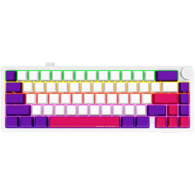 Lorgar kbp70mw, Gaming-Tastatur (weiß, US-Layout, logar toxic purple, 65 %, RGB, Hot-Swap-fähig, PBT Double-Shot, Bluetooth 2,4 GHz USB)