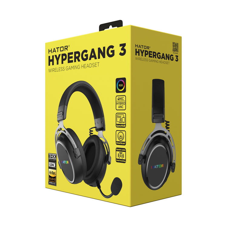 Hator Hypergang 3 kabelloses Over-Ear-Gaming-Headset (schwarz, RGB, 2,4 GHz Bluetooth USB)