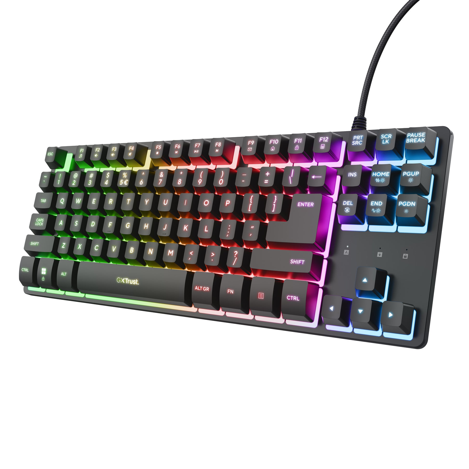 Trust GXT 833 Thado-Tastatur mit TKL-Beleuchtung, Gaming-Tastatur (schwarz, US-Layout, 80 % (TKL), RGB)
