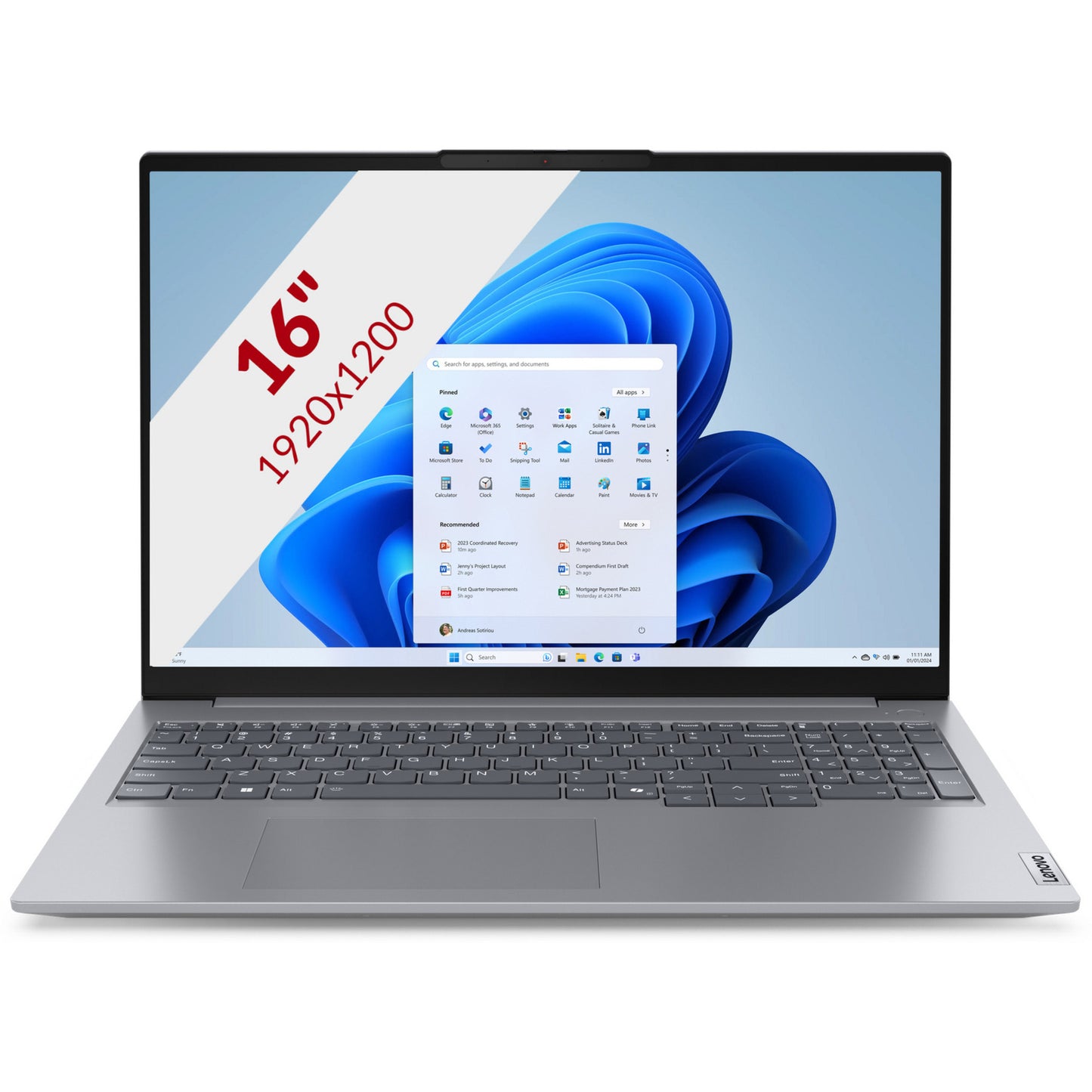 Lenovo Thinkbook 16 Gen 7 (21mw0081mh) 16 Laptop (grau | Ryzen 5 7535hs | Radeon 660m | 16 GB | 512 GB SSD)