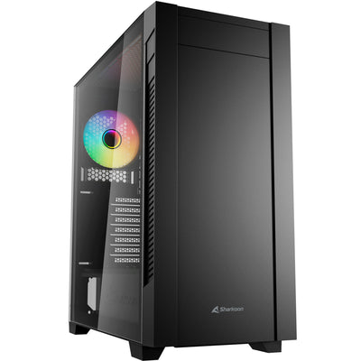 Sharkoon s25-w2 argb Midi-Tower-Gehäuse (schwarz | 2x USB-A | 1x USB-C | RGB | gehärtetes Glas)