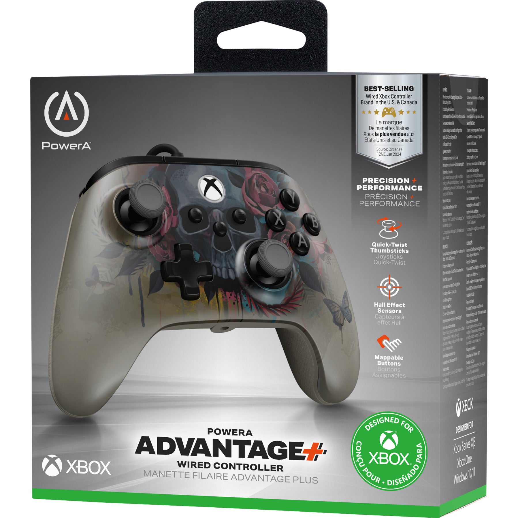 Powera Advantage Plus kabelgebundener Controller für Xbox Series X|s – Bloom Gloom (Silber, Xbox Series X|s, Xbox One, PC)