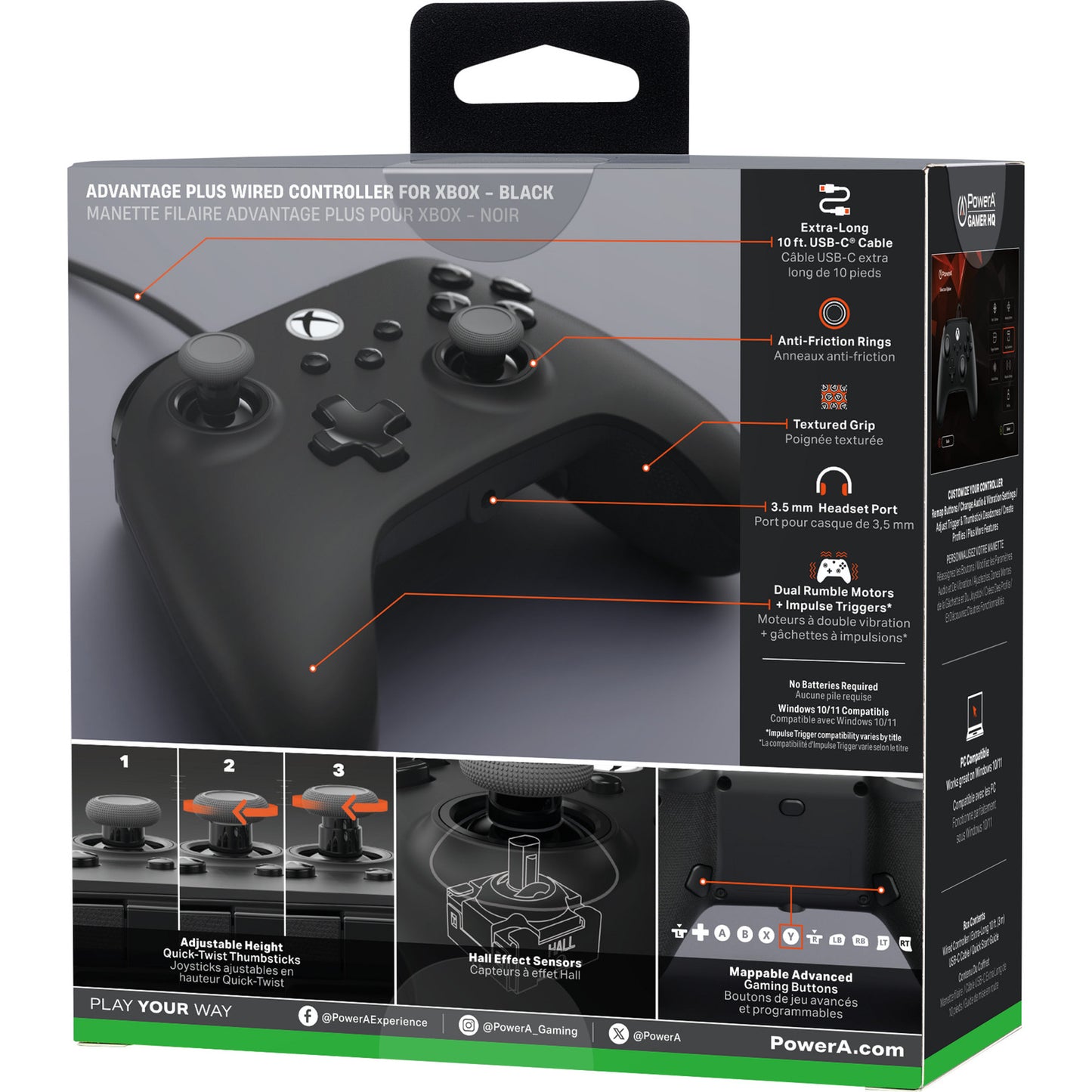 Powera Advantage Plus kabelgebundener Controller für Xbox Series X|s (Schwarz, Xbox Series X|s, Xbox One, PC)