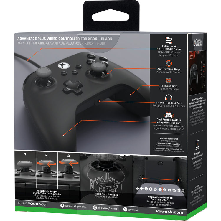 Powera Advantage Plus kabelgebundener Controller für Xbox Series X|s (Schwarz, Xbox Series X|s, Xbox One, PC)