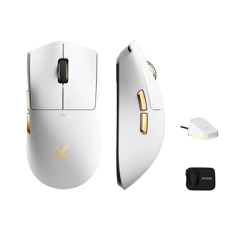 Mchose K7 ultraleichte kabellose Gaming-Maus (Weißgold, RGB, USB 2,4 GHz, 42.000 dpi)