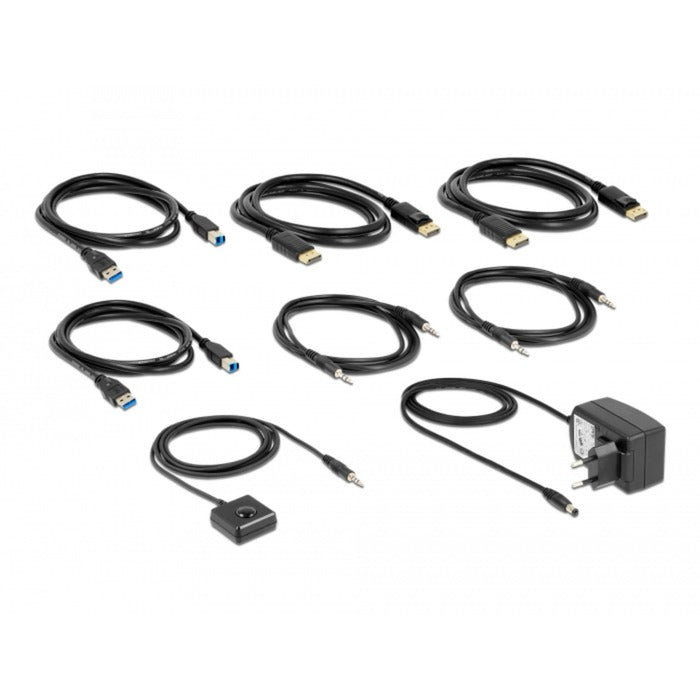 Delock DisplayPort 1,4 KVM Switch, 8K 60 Hz, USB 3.2 Gen 1