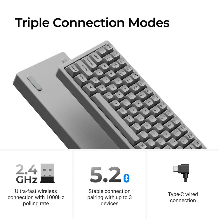Keychron K2 HE-F1C Concrete Edition RGB mechanische Tastatur (schwarz, US-Layout (QWERTY), Gateron Double-Rail-Magnetnebel, 75 %, RGB-LEDs, OSA Double-Shot PBT, Hot-Swap, 2,4 GHz | Bluetooth 5.2 | USB-C)