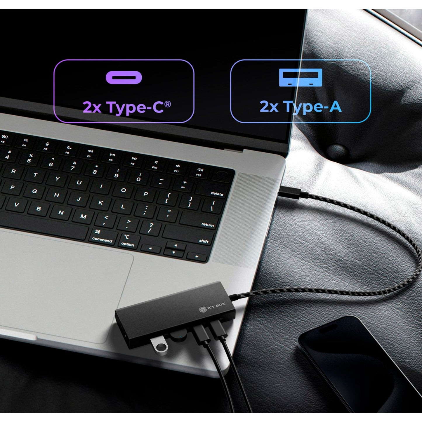 Icy Box 4-Fever Hub mit USB-C 3.2 Gen 2