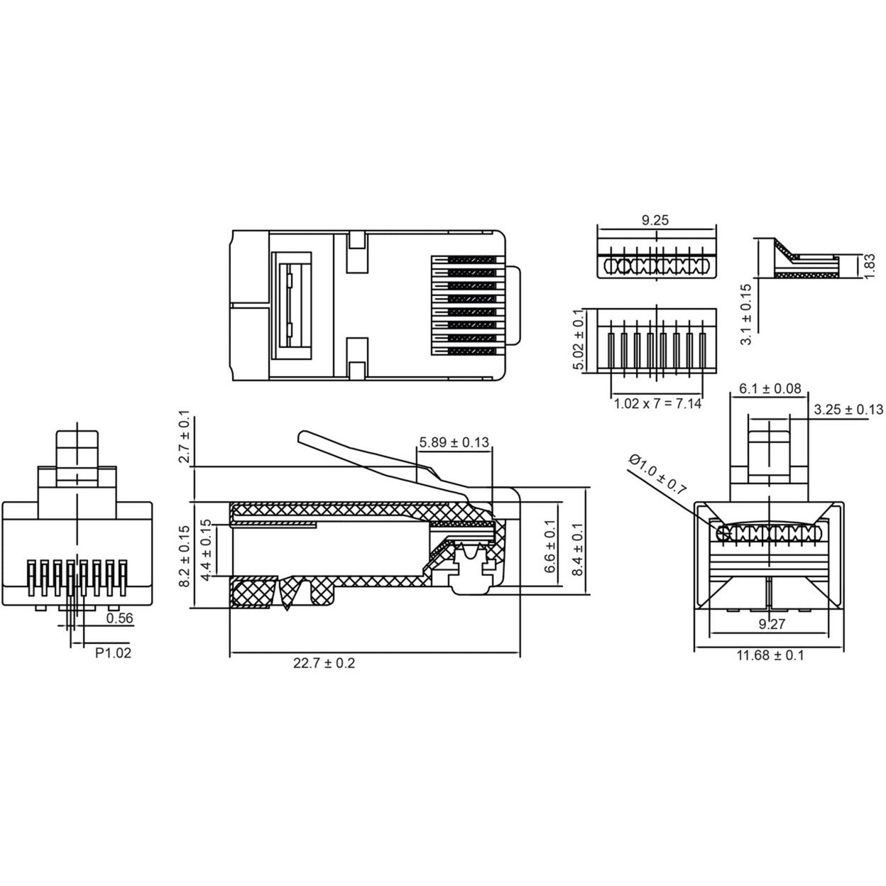 Goobay RJ45-Stecker, Cat 5e STP-Stecker (grau, 10 Stück)