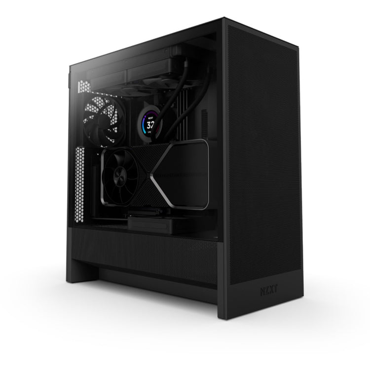 Nzxt h5 flow v2 Midi-Tower-Gehäuse (schwarz | 1x USB-A | 1x USB-C | gehärtetes Glas)