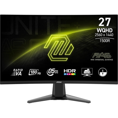 MSI Mag 27cq6f 27 gebogener Gaming-Monitor (schwarz, 2x HDMI, Display-Port, 180 Hz)