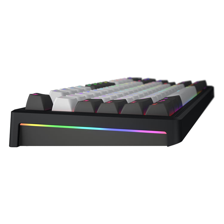 Hator Skyfall Pro Wireless, Gaming-Tastatur (schwarz, US-Layout, Hator Aurum Vanilla Silent, 80 % (TKL), RGB, Double-Shot PBT, Hot-Swap, 2,4 GHz Bluetooth USB-C)