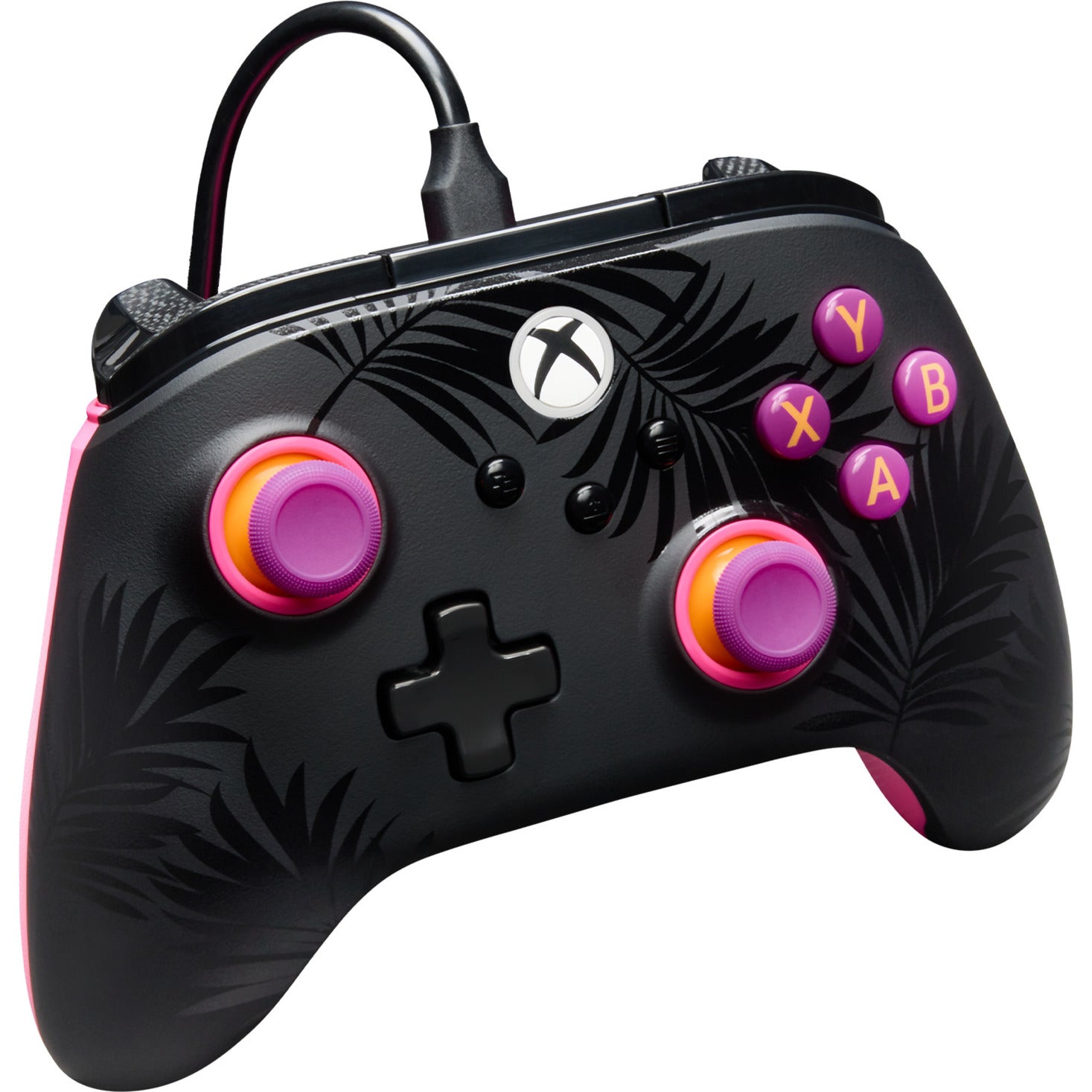 Powera Advantage Plus kabelgebundener Controller für Xbox Series X|s – Palmen im Mondlicht (Rosa, Xbox Series X|s, Xbox One, PC)