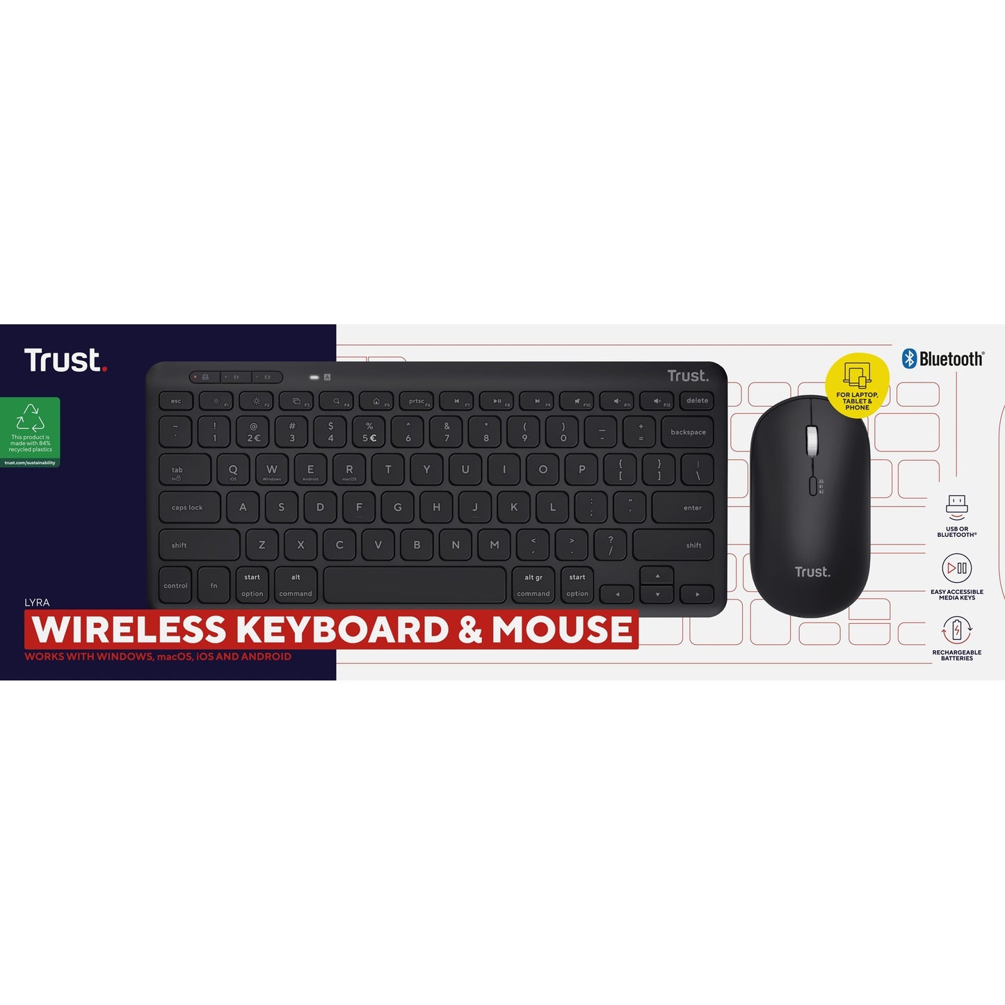 Vertrauen Sie Lyra Multi-Gerät drahtloser Tastaturmaus