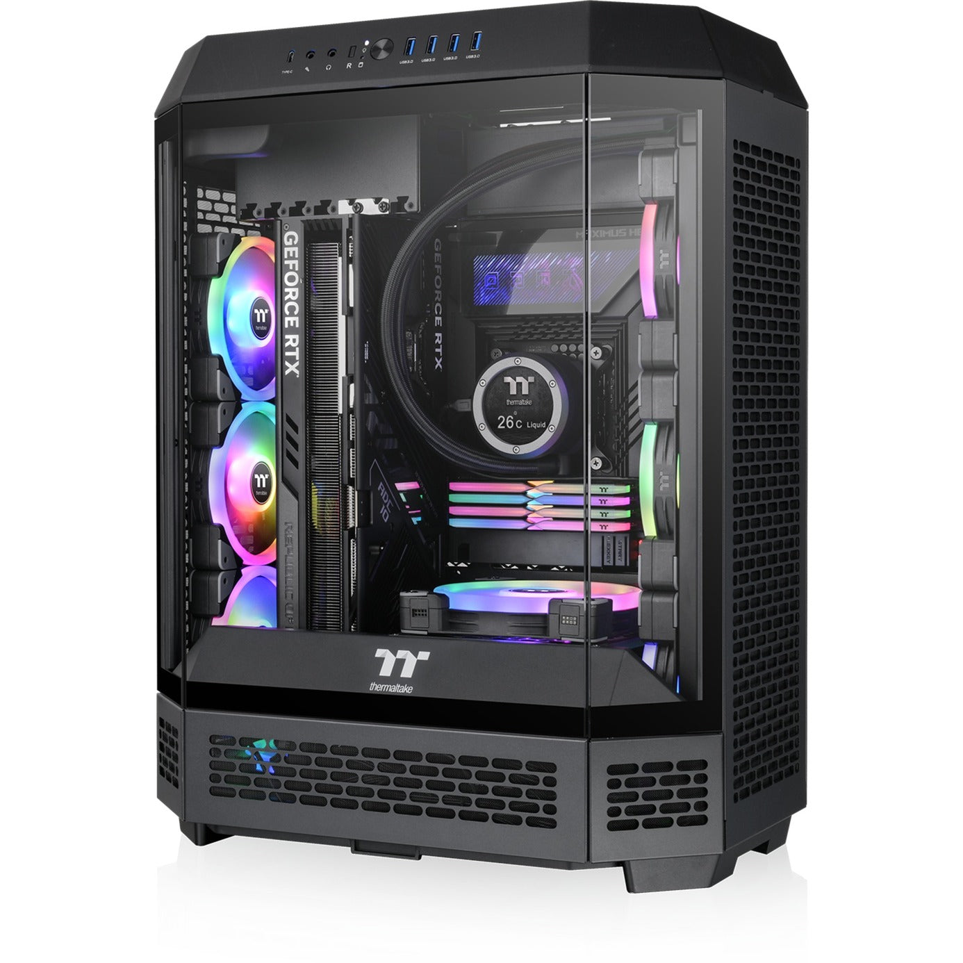 Thermaltake The Tower 600 Midi-Tower-Gehäuse (schwarz | 4x USB-A | 1x USB-C | gehärtetes Glas)
