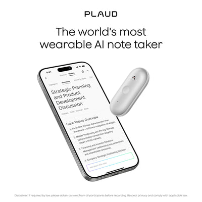 Plaud Notepin s Diktiergerät (Silber, 64 GB, Bluetooth 5.2 BLE (Bluetooth Low Energy) Wi-Fi)