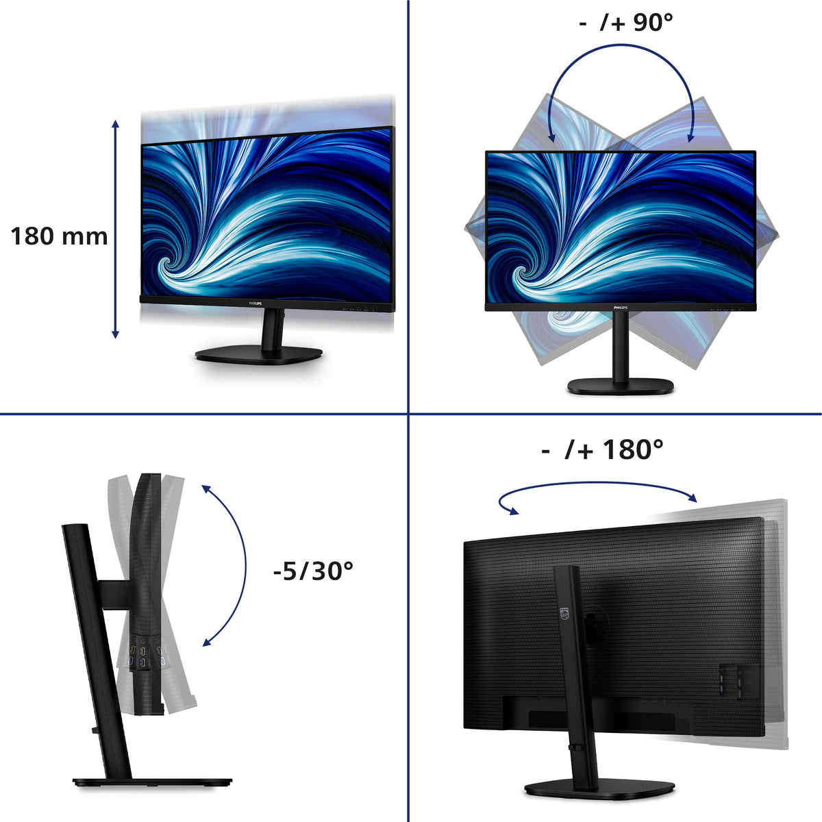 Philips 32b2n3500 31,5 Monitor (schwarz, 2x HDMI, DisplayPort, 3x USB-A, USB-B)