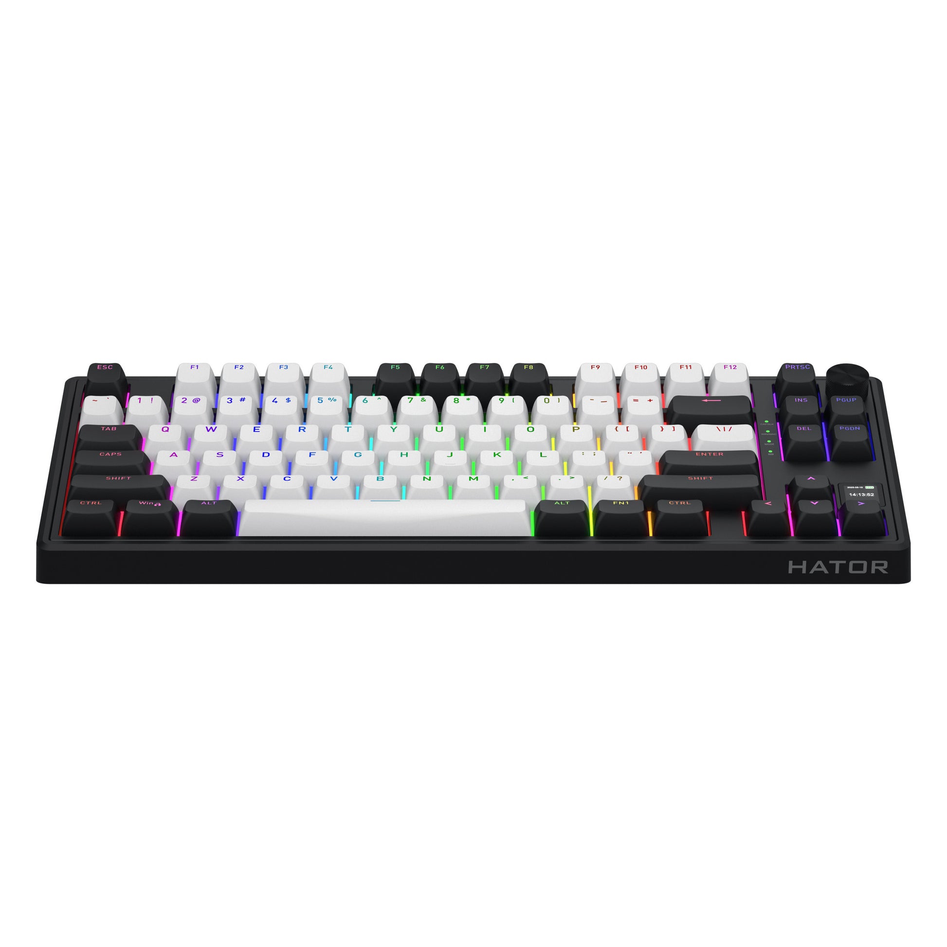 Hator Skyfall Mag Ultima 8K Wireless, Gaming-Tastatur (schwarz, US-Layout, Hator Aurum Ice, 80 % (TKL), RGB, Double-Shot PBT, Hot-Swap, 2,4 GHz Bluetooth USB-C)