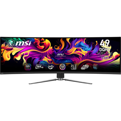 MSI MPG 491CQP QD-OLED 49 gebogener Ultrawide-Gaming-Monitor (schwarz, 2x HDMI, Display-Port, 2x USB-A, USB-B, USB-C, 144 Hz)