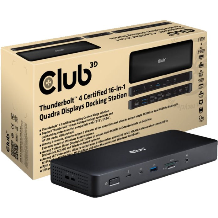 Club 3d Thunderbolt 4, 16-in-1 Quadra zeigt Dockstation an